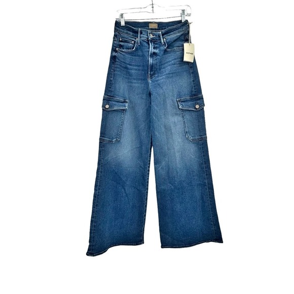 Mother The Undercover Cargo Sneak Jeans Opposites Attract Blue Size 27 NWT - Picture 7 of 12